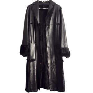 Vintage Enrico Mandelli Black Leather Fur Trench Coat – Rare Sample